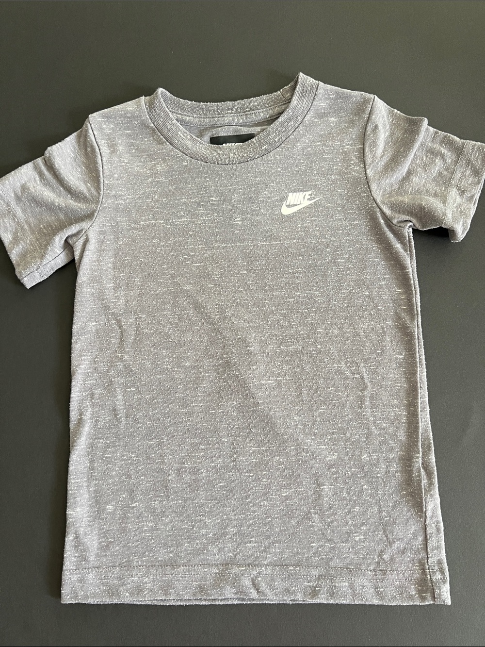 Nike Youth Heather Gray Short Sleeve Tee with White Swoosh